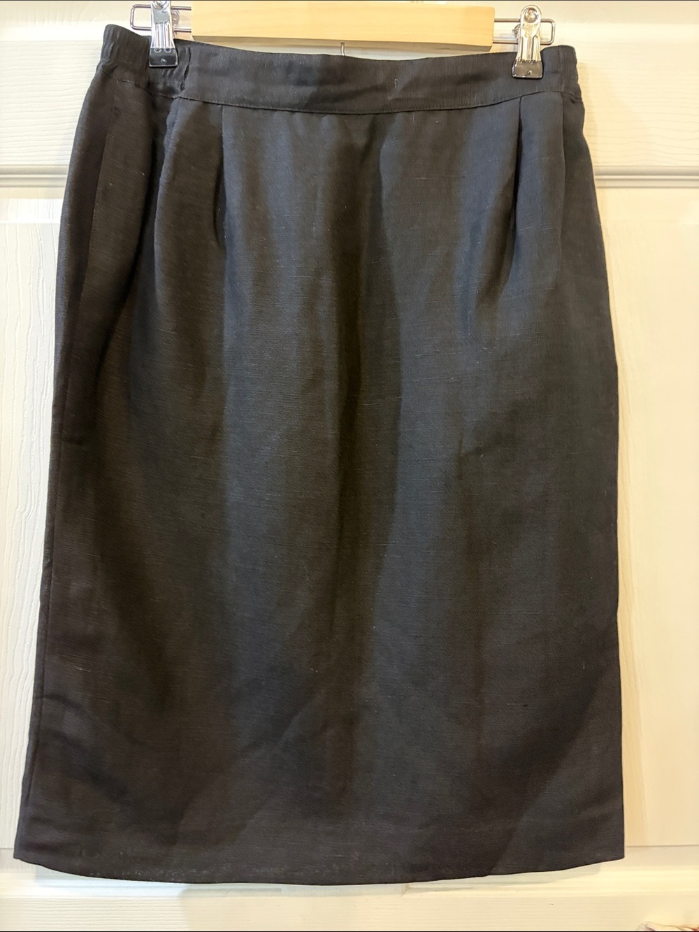 Harve Benard Black Linen Pencil Skirt for Women